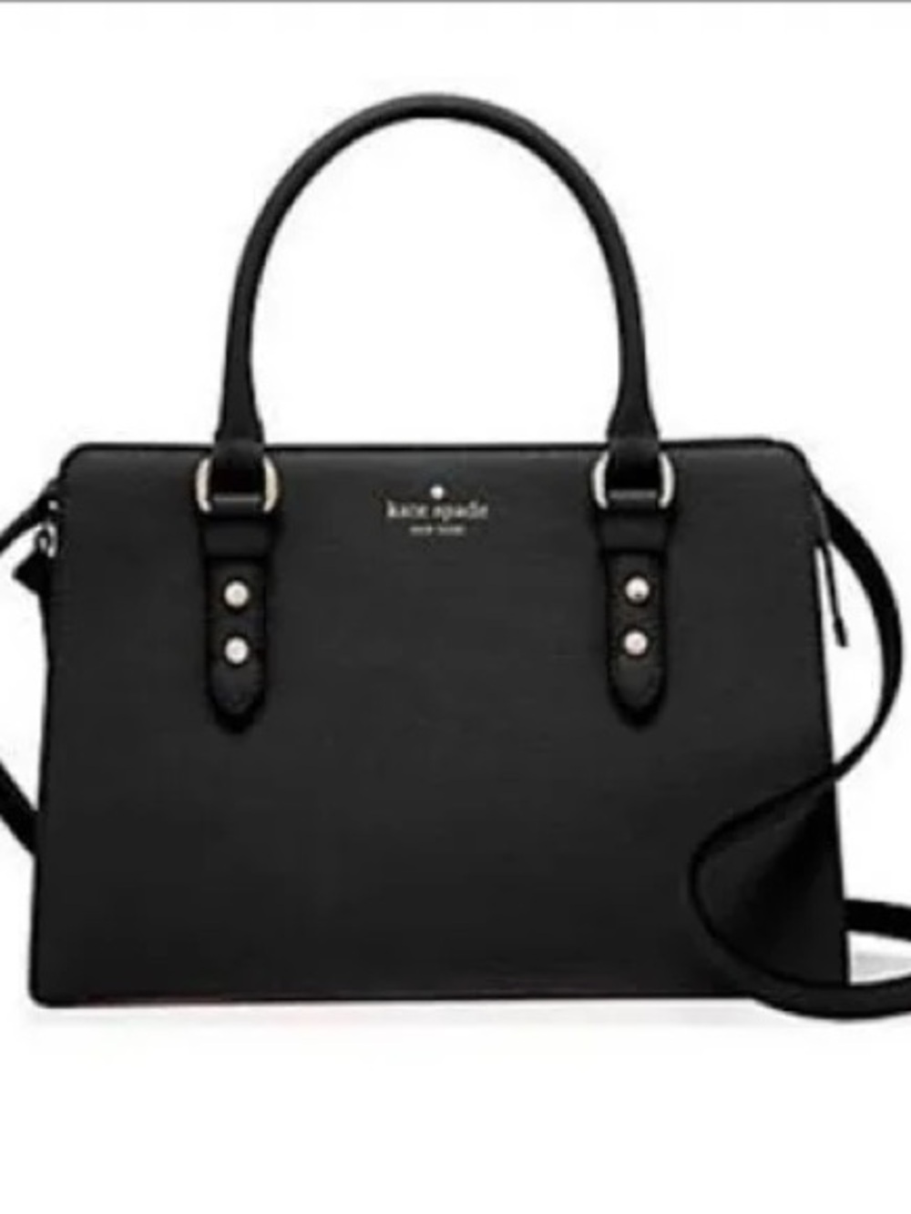 kate spade Mulberry Black Structured Leather Satchel with Shoulder Strap